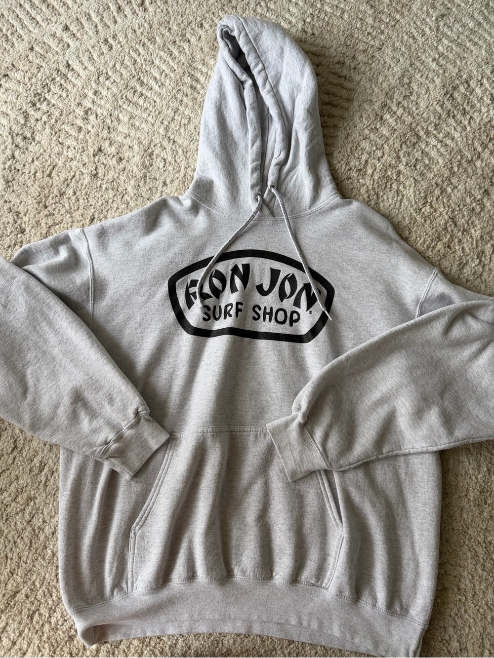 Ron Jon Light Gray Hoodie with Black Logo